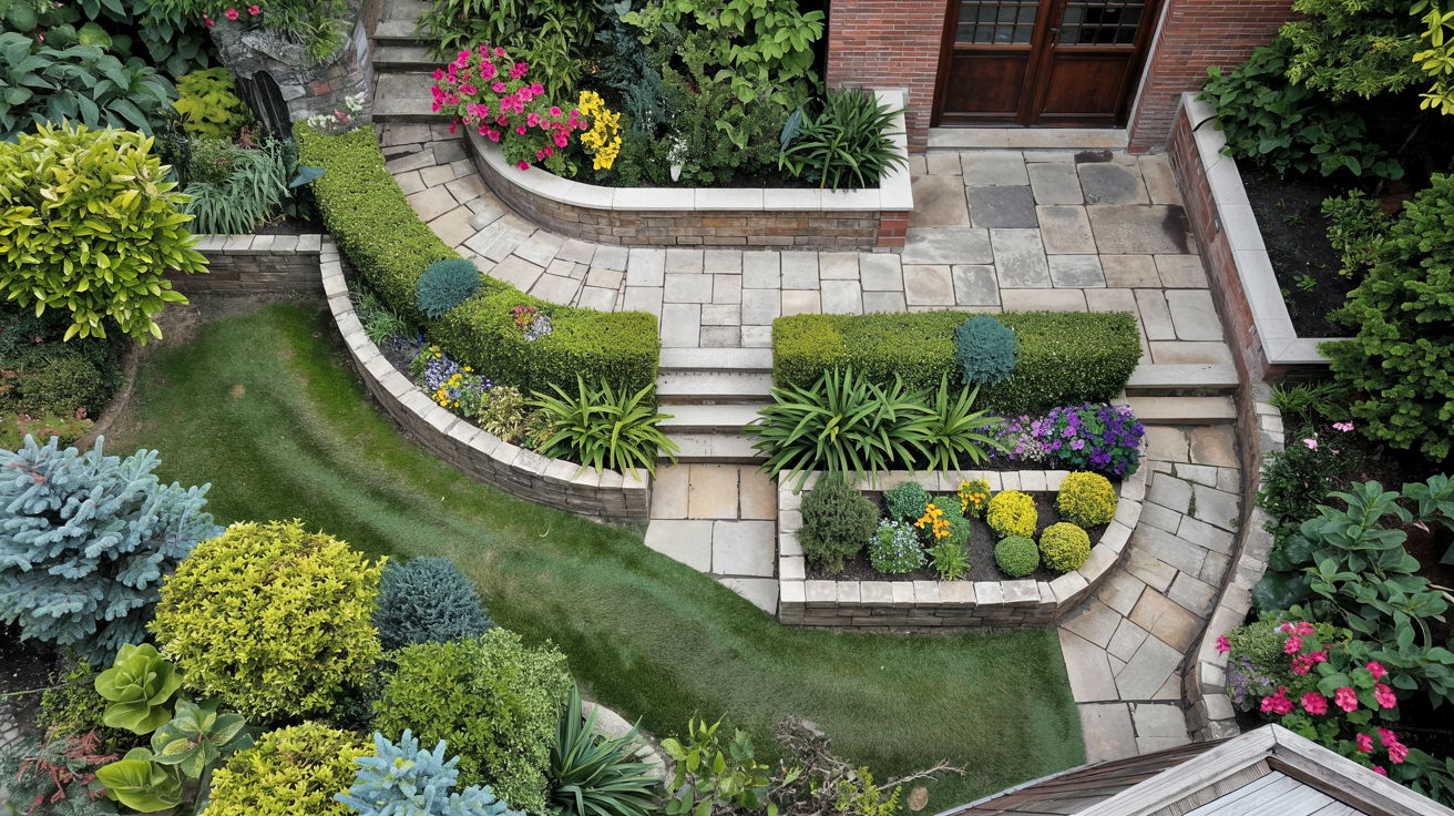 stenlaggning plattsattning aerial